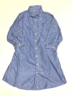 レディース ワンピース マタニティ L ストライプ ブルー 新品未使用 7部丈