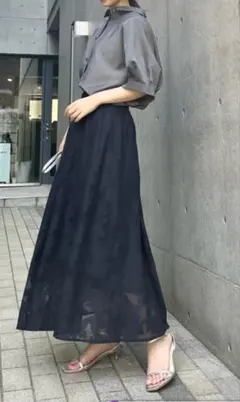 お値下　a.v.v　アーヴェヴェ　スカート　メッシュ　花柄　ネイビー　XS　ゴム