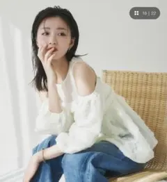 sale♡lowrysfarm ソデスリットシアーブラウス ピーチソルベ - メルカリ