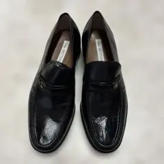 ブラックレザー ローファー 金具付き　24.5センチ