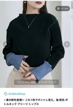 ボトルネックプリーツトップス