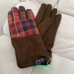 Cest doux チェック柄5本指手袋　あったか　裏総ボア　新品タグつき