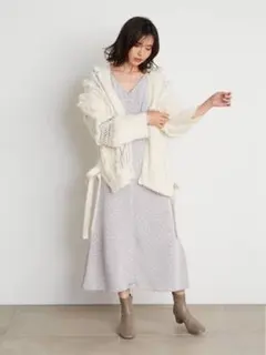 【SNIDEL／スナイデル】ファーライクレースニットカーディガン
