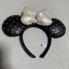 ミッキー耳型カチューシャ パールリボン付き