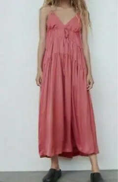 ZARAピンクフレアワンピースS