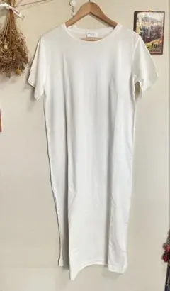 LOWRYS FARM ホワイト ロングワンピース 半袖