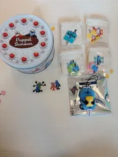 パペットスンスン 缶 ケース 巾着 フィギュア ピック スシロー ガチャガチャ