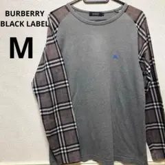 BURBERRY ブラックレーベル メンズ 長袖 Tシャツ ノバチェック 刺繍