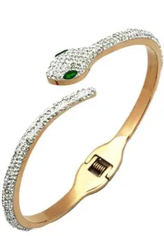 蛇形 ブレスレット レディース 人気 ピンクゴールド 18k ジルコニア