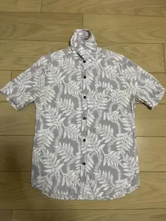 ABAHOUSE リーフ柄 半袖シャツ グレー　Mサイズ相当のサムネイル