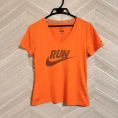 Nike DRI-FIT オレンジ Vネック Tシャツ M