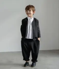 riziere リジェール　シングルノーカラージャケット　セットアップ　ブラック