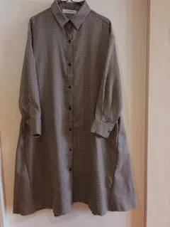 AS KNOW AS plus チェック柄ワンピース　ゆったりオーバーサイズ