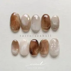 ネイルチップ　ニュアンスネイル　ブラウン　マグネットネイル　インク　淡色　春