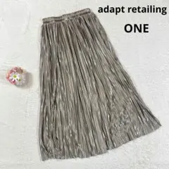 【アダプトリテイリング】プリーツ ロングスカート (ONE) 光沢 カーキ