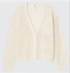 UNIQLO メッシュショートニットカーディガン　ホワイト　白　Mサイズ