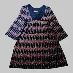 Scolar♡スカラー 花柄 チュニック ワンピース フレア袖 切替 レトロのサムネイル