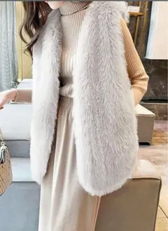 グレーファーベスト ベスト レディース フェイクファーベスト ジレベスト