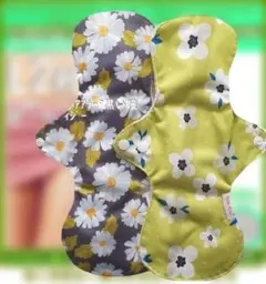 L2ライム＆雛菊☘防水布ナプキン　オーガニック竹　温活ライナー〜少なめ夜用