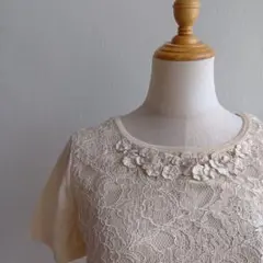 【タグ付き未使用品】M-premier BLACK レースカットソー 花