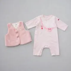ミキハウス うさこちゃん 長袖 ロンパース ベスト 2点セット ピンク 70cm