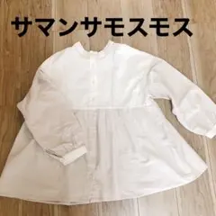 サマンサモスモス カットワーク刺繍ブラウス　レース襟　麻混　Fサイズ