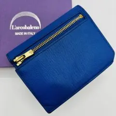 希少色✨️ラルコバレーノ ゴートスキンレザーミニ財布 ブルーカーキ やぎ革 本革