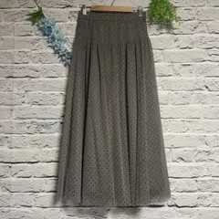 【超美品】ロペピクニック シアー フレア スカート ドット柄 水玉 グレー