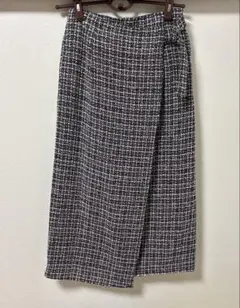 レディース　　ツイードタイトスカート ブラック・ホワイト Lサイズ