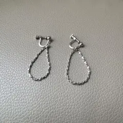 シルバー ツイストチェーン フープイヤリング