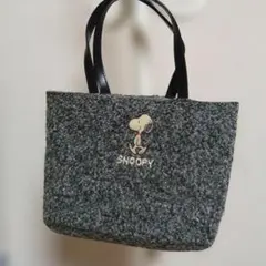 スヌーピー刺繍トートバッグ グレー
