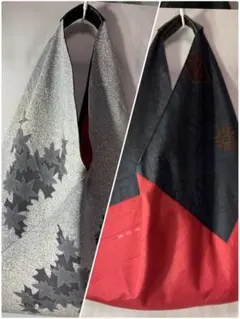 ハンドメイド大島×紬×ちりめん三角バックリバーシブル606