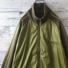 希少サイズ☆アディダス 刺繍ロゴ 異素材 ナイロン 切替 トラックジャケット