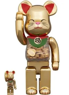 BE@RBRICK 招き猫 ペコちゃん 桃金メッキ 1000％ ベアブリック - メルカリ