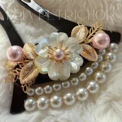 髪飾り 桜 かんざし バチ型 螺鈿 真珠母貝 パール 簪