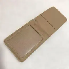 カードケース パスケース 定期入れ 縦型 自立 無地 アプリコット 透明窓付き