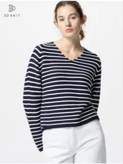 UNIQLO 3D コットンリラックス Vネックセーター Mサイズ　ユニクロ