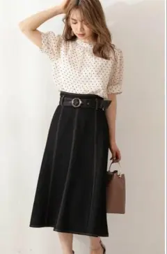 デニムマーメイドフレアスカート　プロポーションボディドレッシング　ブラック