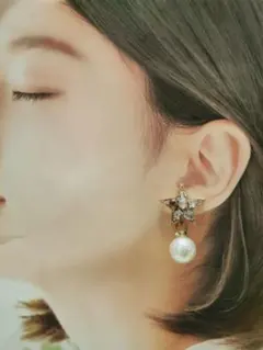 星のカボション　デザインパール　ピアス⭐イヤリングNo.207