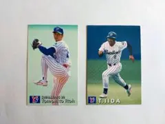 プロ野球チップスカード　ヤクルトスワローズ　伊藤智仁　飯田哲也　WBC