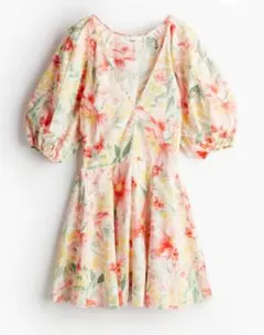 H&M フラワープリント 半袖ミニワンピース