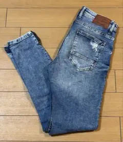 ZARA MAN DENIMWEAR ダメージスキニーデニム 裾ジップ
