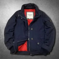 アバクロ ダブルジップ短丈ブルゾン 袖口リブ ネイビー アウトドア アメカジ