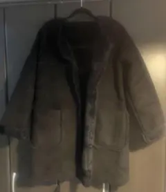 ブラック　 ムートンコート ノーカラー