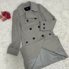 【極美品/L】バーバリーロンドン チェスターコート アンゴラ Aライン グレー