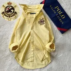 美品✨ラルフローレン　オックスフォードシャツ　エンブレムビッグポニーロゴ　M黄