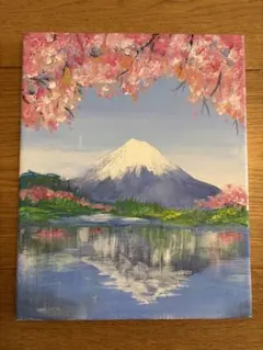 春霞に揺れる富士』/アクリル画 原画 春の風景画 桜の景色 F3 - メルカリ