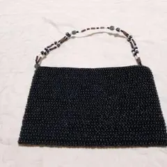 ビーズ装飾 黒 ハンドバッグ