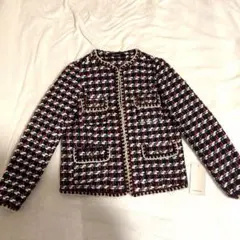 値下げ　ZARA BASIC ノーカラー ツイードジャケット