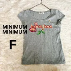 ミニマムミニマム　刺繍　Tシャツ　グレー　クルーネック　平成レトロのサムネイル